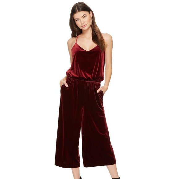 1. State Pants - Burgundy 1. State Velvet Jumpsuit (NWT)